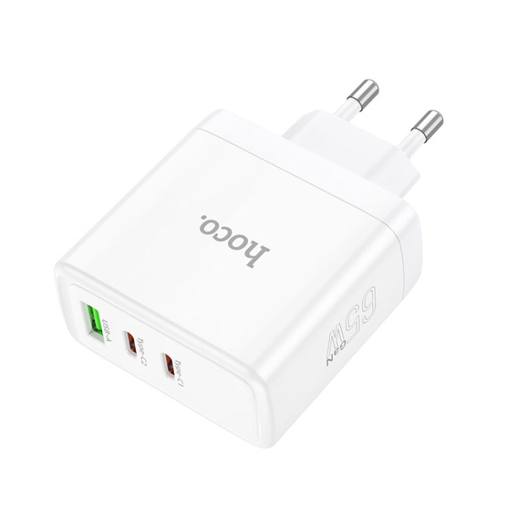 hoco N30 Glory PD 65W USB+ Dual USB-C/Type-C Interface Fast Charge Charger, EU Plug(White)