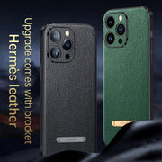 For iPhone 14 SULADA Famous Artisan Series Litchi Leather PC + TPU Phone Case(Dark Green)
