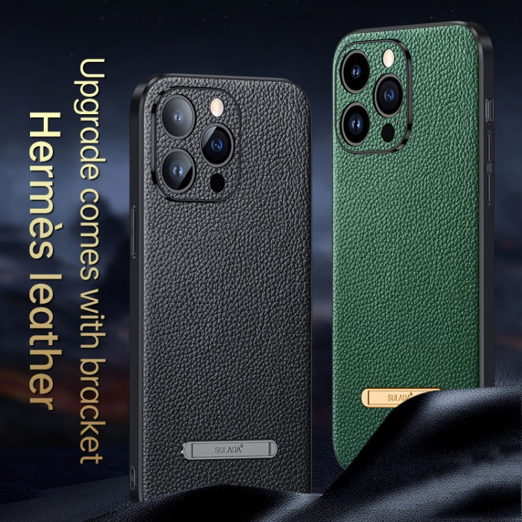 For iPhone 14 Plus SULADA Famous Artisan Series Litchi Leather PC + TPU Phone Case(Blue)