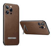 For iPhone 14 Pro SULADA Famous Artisan Series Litchi Leather PC + TPU Phone Case(Brown)