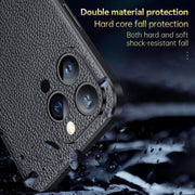 For iPhone 14 Pro SULADA Famous Artisan Series Litchi Leather PC + TPU Phone Case(Black)