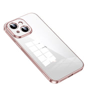 For iPhone 14 SULADA Shine Through Series Plating TPU Transparent Phone Protective Case(Pink)