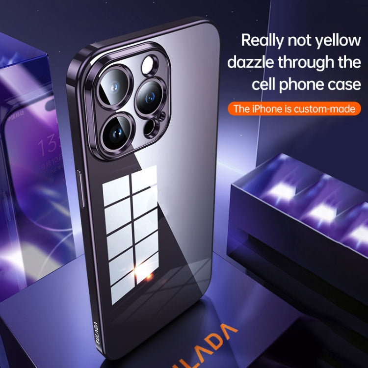 For iPhone 14 Pro SULADA Shine Through Series Plating TPU Transparent Phone Protective Case(Dark Purple)