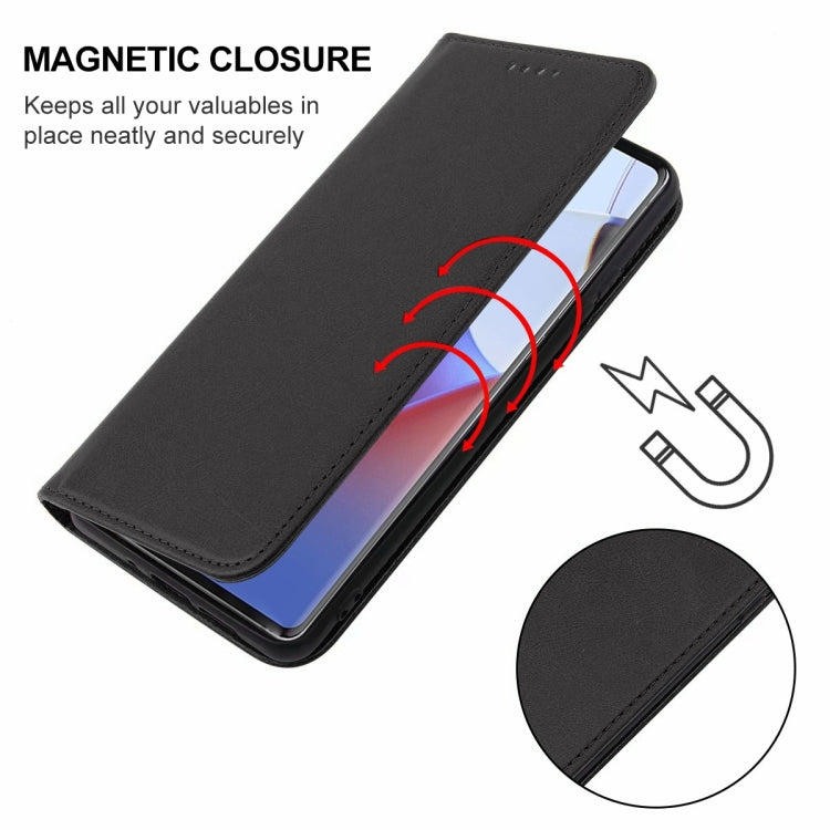 For Motorola Edge 30 Ultra Magnetic Closure Leather Phone Case(Black)