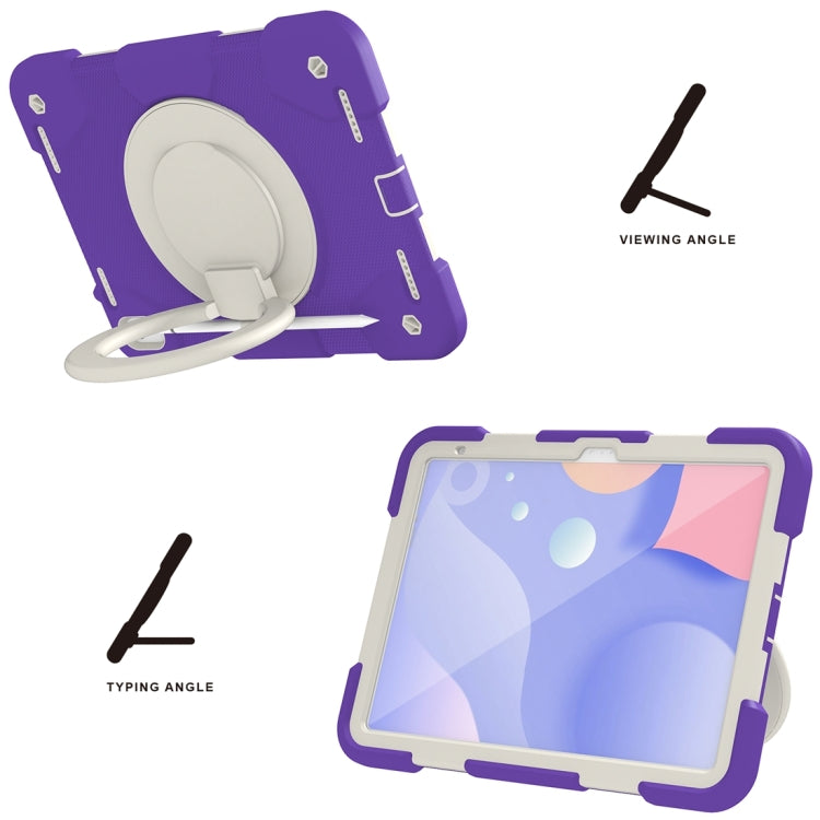 For iPad 2025 / 2022 360 Rotation PC+Silicone Tablet Case(Catharanthus Roseus)