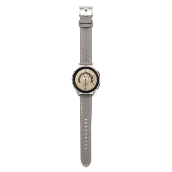 For Realme Watch 3/Amazfit GTR4/4 Pro Universal Grooved Genuine Leather Watch Band(Grey)