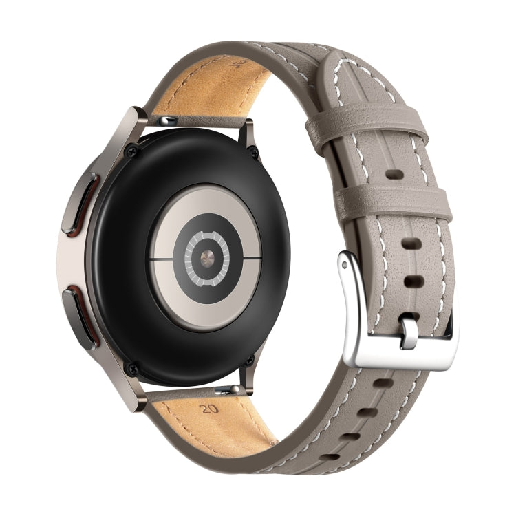 For Realme Watch 3/Amazfit GTR4/4 Pro Universal Grooved Genuine Leather Watch Band(Grey)