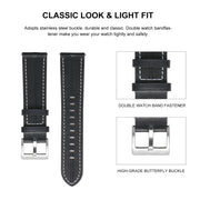 For Realme Watch 3/Amazfit GTR4/4 Pro Universal Grooved Genuine Leather Watch Band(Grey)