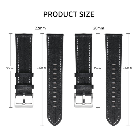 For Realme Watch 3/Amazfit GTR4/4 Pro Universal Grooved Genuine Leather Watch Band(Grey)