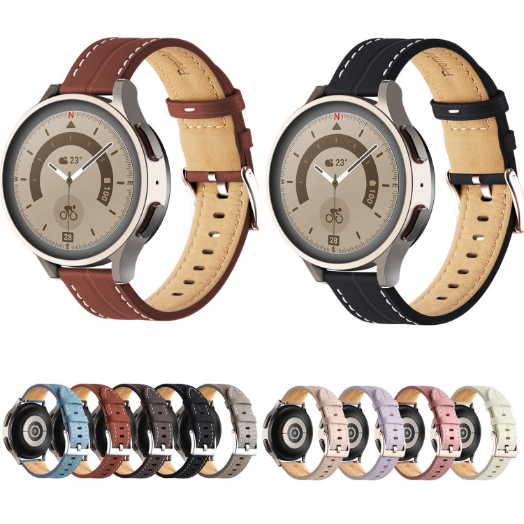 For Realme Watch 3/Amazfit GTR4/4 Pro Universal Grooved Genuine Leather Watch Band(Grey)