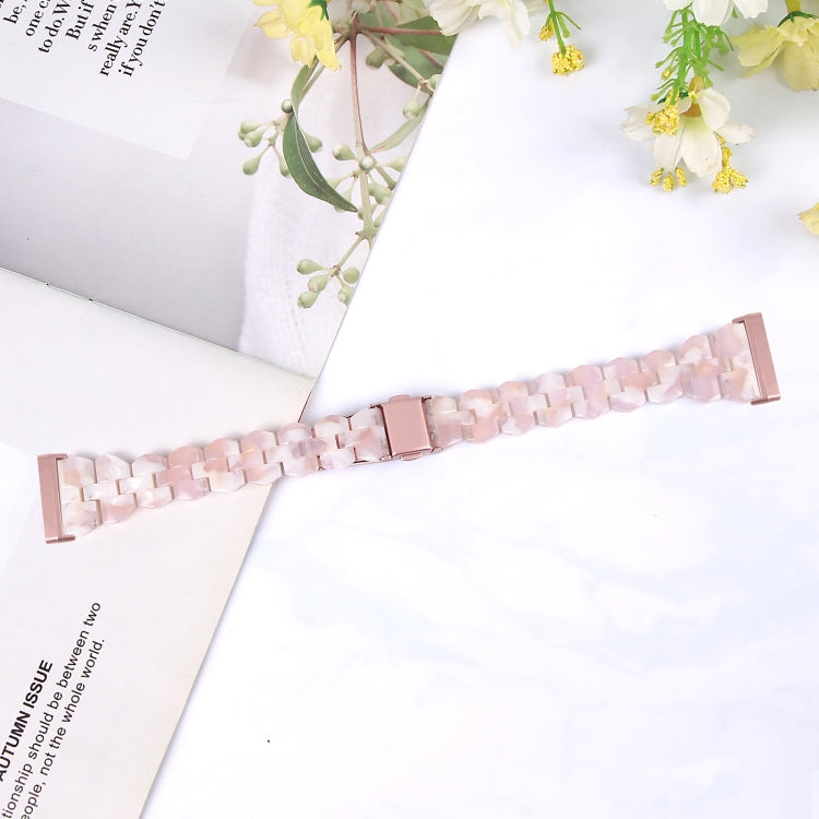 For Fitbit Versa 3 / Sense Universal Rhombus Resin Watch Band(Pink Flower)