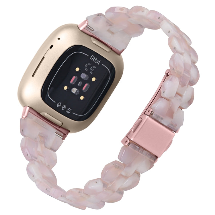 For Fitbit Versa 4 / Sense 2 Universal Rhombus Resin Watch Band(Pink Flower)