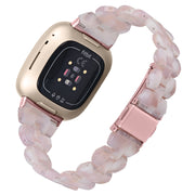 For Fitbit Versa 4 / Sense 2 Universal Rhombus Resin Watch Band(Pink Flower)