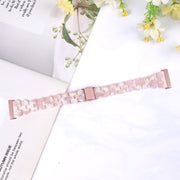 For Fitbit Versa 4 / Sense 2 Universal Rhombus Resin Watch Band(Pink Flower)