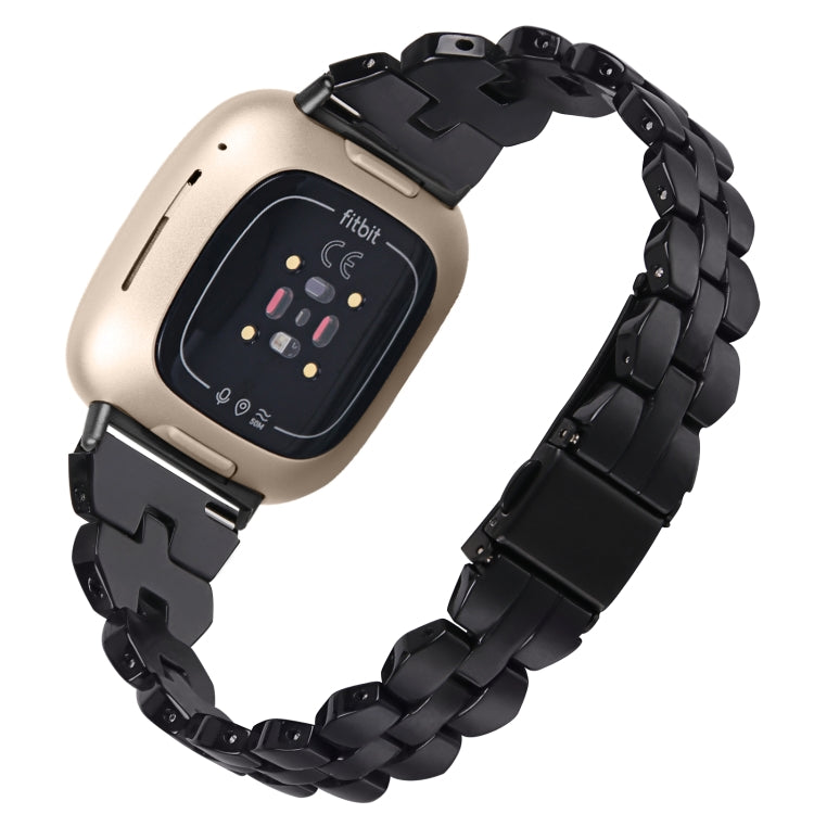 For Fitbit Versa 4 / Sense 2 Universal Rhombus Resin Watch Band(Black)