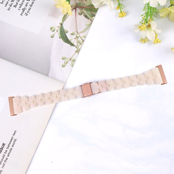 For Fitbit Versa 4 / Sense 2 Universal Rhombus Resin Watch Band(Mermaid Pink)