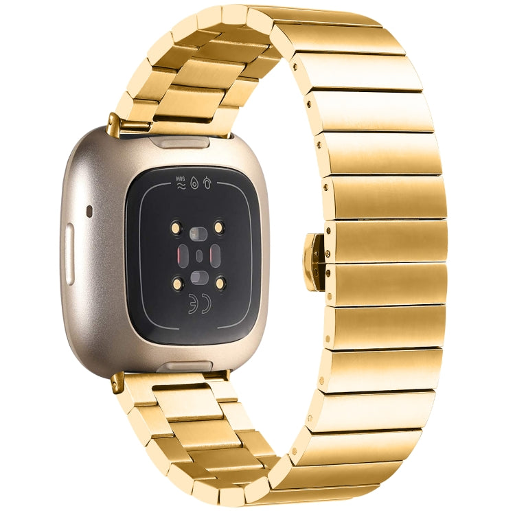 For Fitbit Versa 3 / Sense Universal Butterfly Buckle Metal Watch Band(Gold)