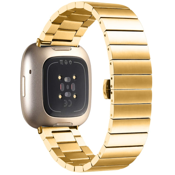 For Fitbit Versa 3 / Sense Universal Butterfly Buckle Metal Watch Band(Gold)