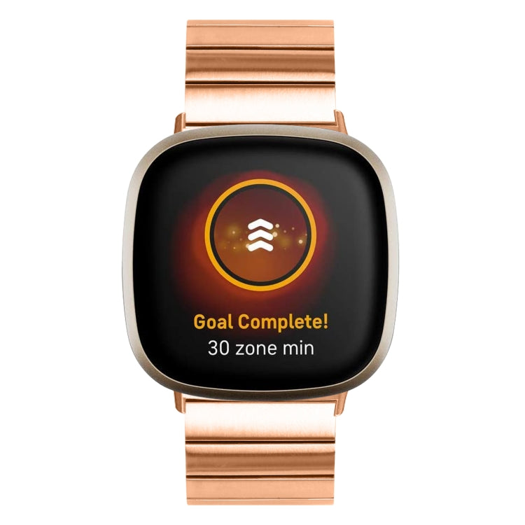 For Fitbit Versa 4 / Sense 2 Universal Butterfly Buckle Metal Watch Band(Rose Gold)