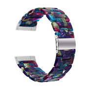 For Fitbit Versa 3 / Sense Universal Resin Watch Band(Purple Green Flower)