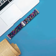 For Fitbit Versa 3 / Sense Universal Resin Watch Band(Purple Green Flower)