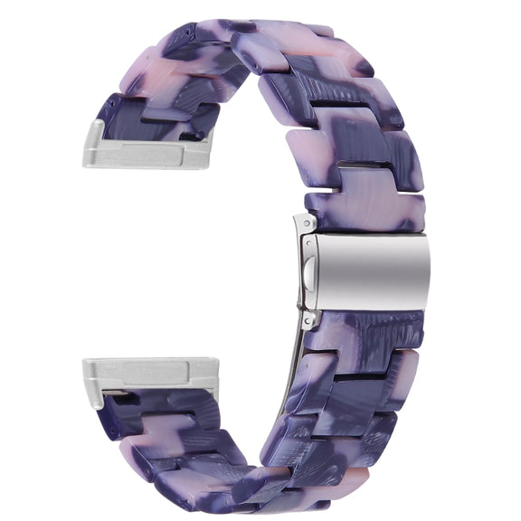 For Fitbit Versa 3 / Sense Universal Resin Watch Band(Dark Black Pink)
