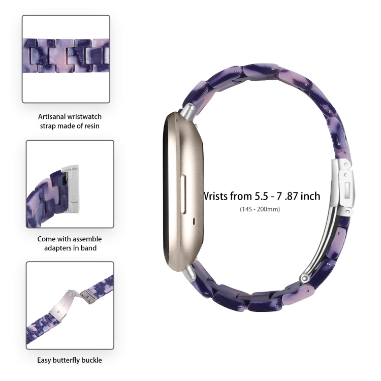For Fitbit Versa 3 / Sense Universal Resin Watch Band(Dark Black Pink)