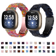 For Fitbit Versa 3 / Sense Universal Resin Watch Band(Shiny Black)