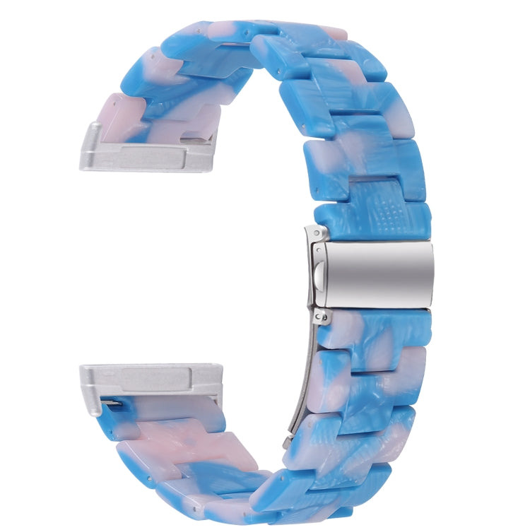 For Fitbit Versa 4 / Sense 2 Universal Resin Watch Band(Blue Pink)