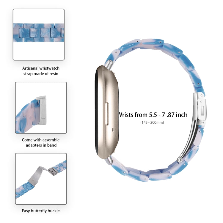For Fitbit Versa 4 / Sense 2 Universal Resin Watch Band(Blue Pink)