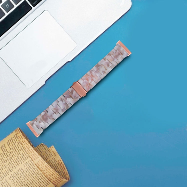 For Fitbit Versa 4 / Sense 2 Universal Resin Watch Band(Pink Flower)