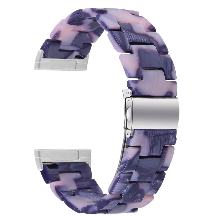 For Fitbit Versa 4 / Sense 2 Universal Resin Watch Band(Dark Black Pink)