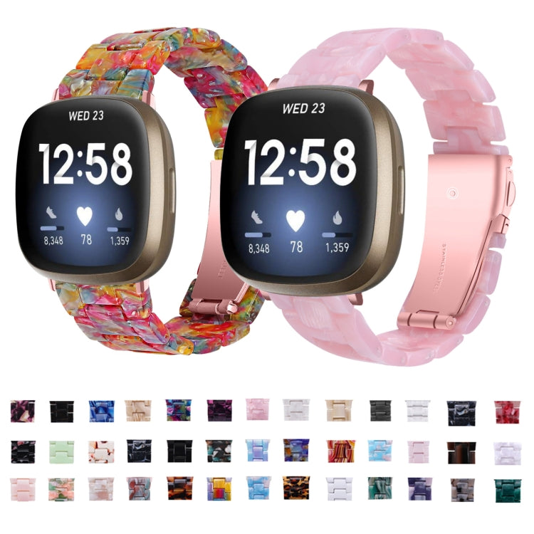 For Fitbit Versa 4 / Sense 2 Universal Resin Watch Band(Shiny White)