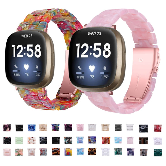 For Fitbit Versa 4 / Sense 2 Universal Resin Watch Band(Shiny White)