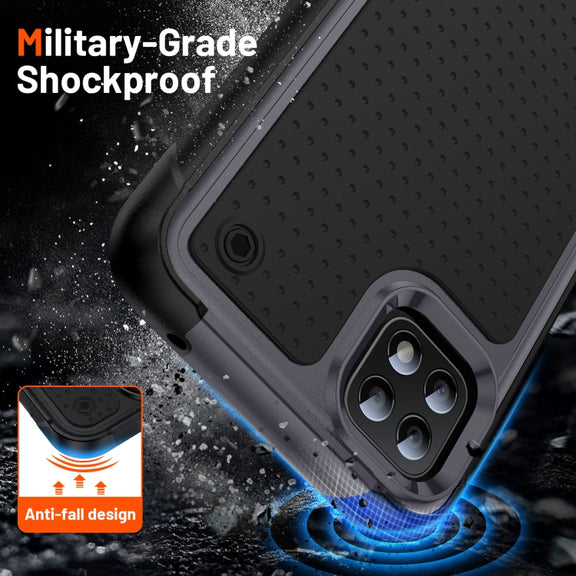 For Samsung Galaxy A22 5G PC + TPU Shockproof Protective Phone Case(Grey+Black)