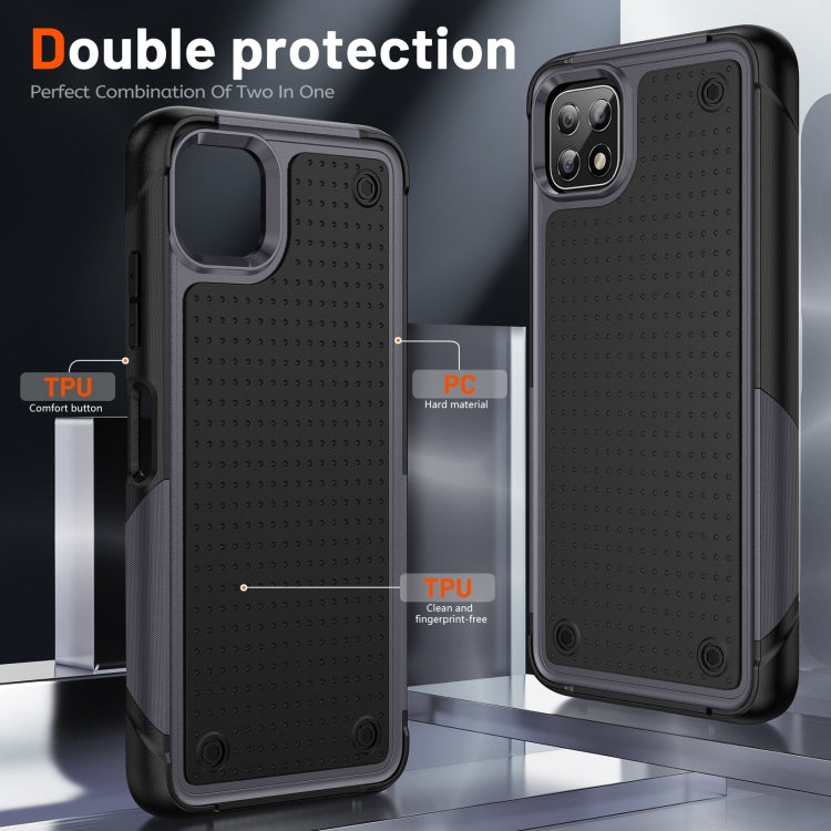 For Samsung Galaxy A22 5G PC + TPU Shockproof Protective Phone Case(Grey+Black)