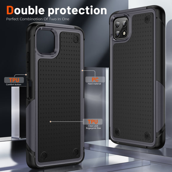 For Samsung Galaxy A22 5G PC + TPU Shockproof Protective Phone Case(Grey+Black)