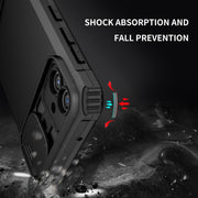 For Samsung Galaxy A04 4G Stereoscopic Holder Sliding Camshield Phone Case(Black)