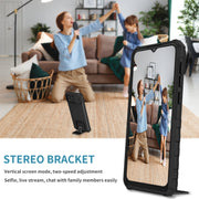 For Samsung Galaxy A04 4G Stereoscopic Holder Sliding Camshield Phone Case(Black)