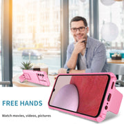 For Samsung Galaxy A14 5G Stereoscopic Holder Sliding Camshield Phone Case(Pink)
