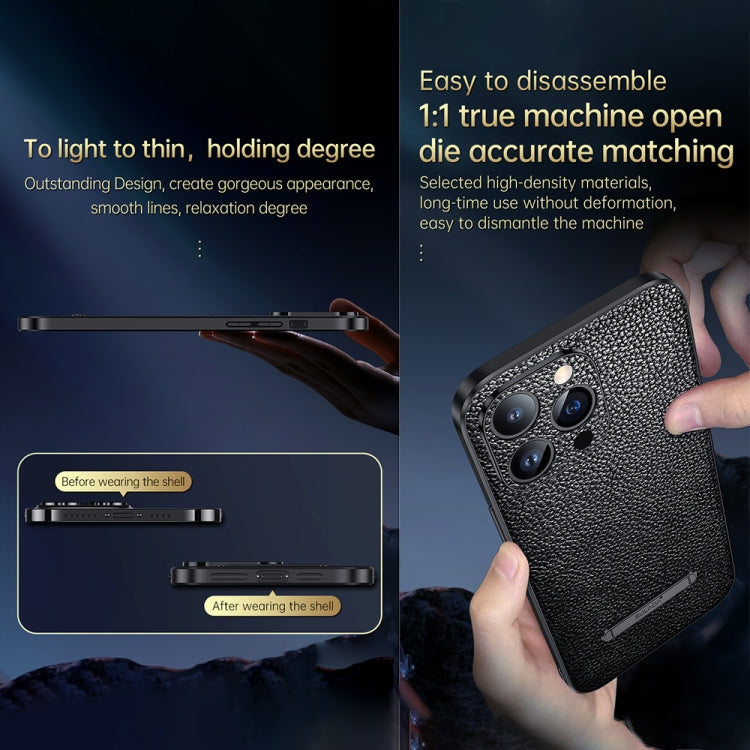 For iPhone 14 Pro Max SULADA Invisible Bracket Leather Back Cover Phone Case(Brown)