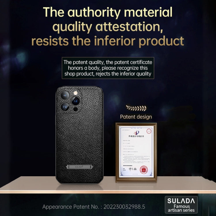 For iPhone 13 Pro Max SULADA Invisible Bracket Leather Back Cover Phone Case(Blue)