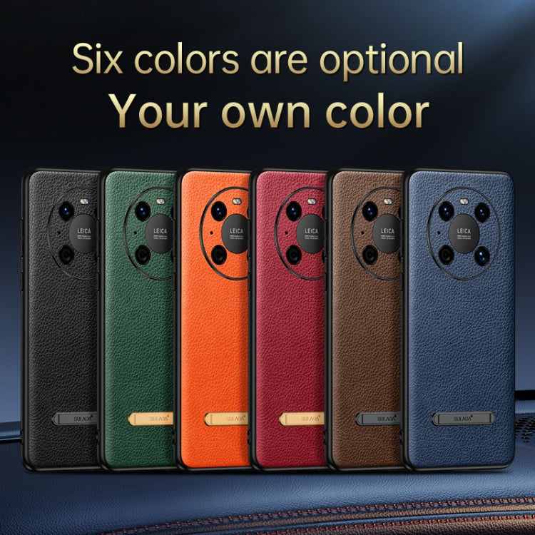 For Huawei Mate 40 Pro SULADA Invisible Bracket Leather Back Cover Phone Case(Dark Green)