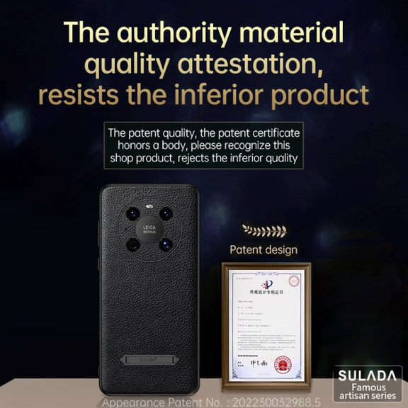 For Huawei Mate 40 Pro SULADA Invisible Bracket Leather Back Cover Phone Case(Dark Green)