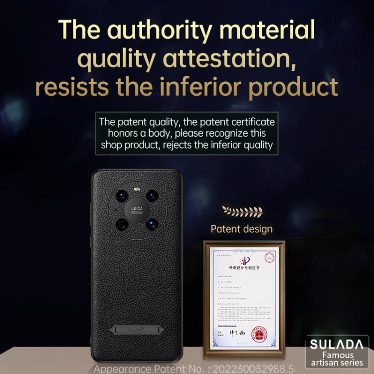 For Huawei Mate 40 Pro SULADA Invisible Bracket Leather Back Cover Phone Case(Dark Green)