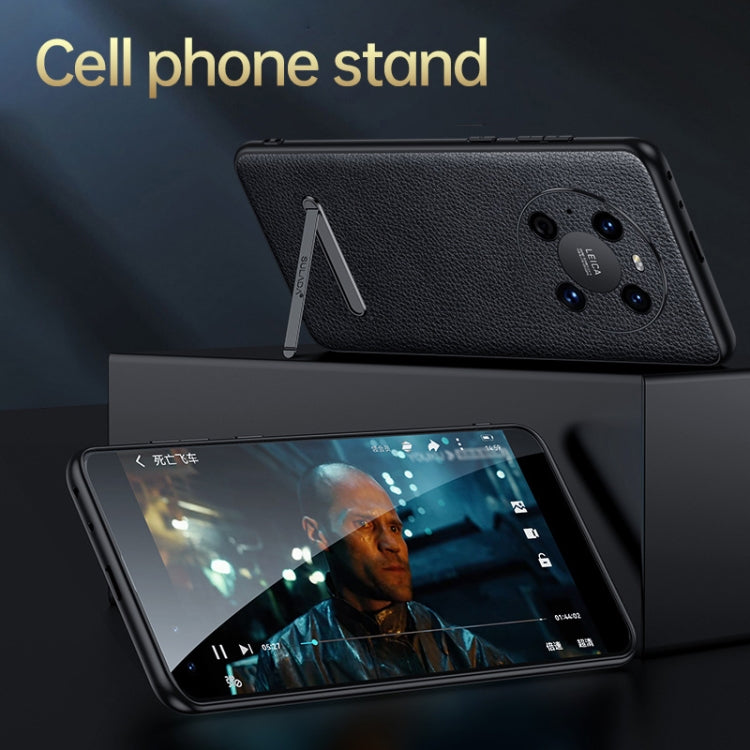 For Huawei Mate 40 Pro SULADA Invisible Bracket Leather Back Cover Phone Case(Dark Green)