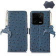 For Xiaomi 13 Ostrich Pattern Genuine Leather RFID Phone Case(Blue) - 13 Cases by PMC TechLife | Online Shopping South Africa | PMC TechLife