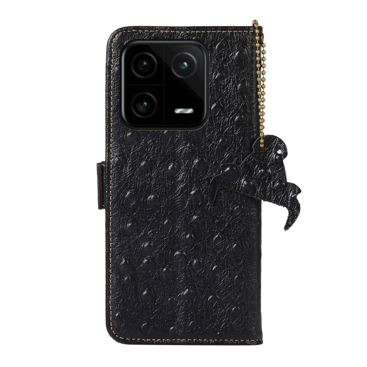 For Xiaomi 13 Ostrich Pattern Genuine Leather RFID Phone Case(Black)
