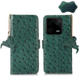 For Xiaomi 13 Ostrich Pattern Genuine Leather RFID Phone Case(Green) - 13 Cases by PMC TechLife | Online Shopping South Africa | PMC TechLife