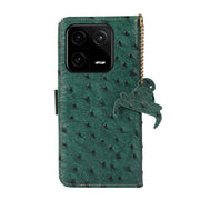 For Xiaomi 13 Ostrich Pattern Genuine Leather RFID Phone Case(Green)